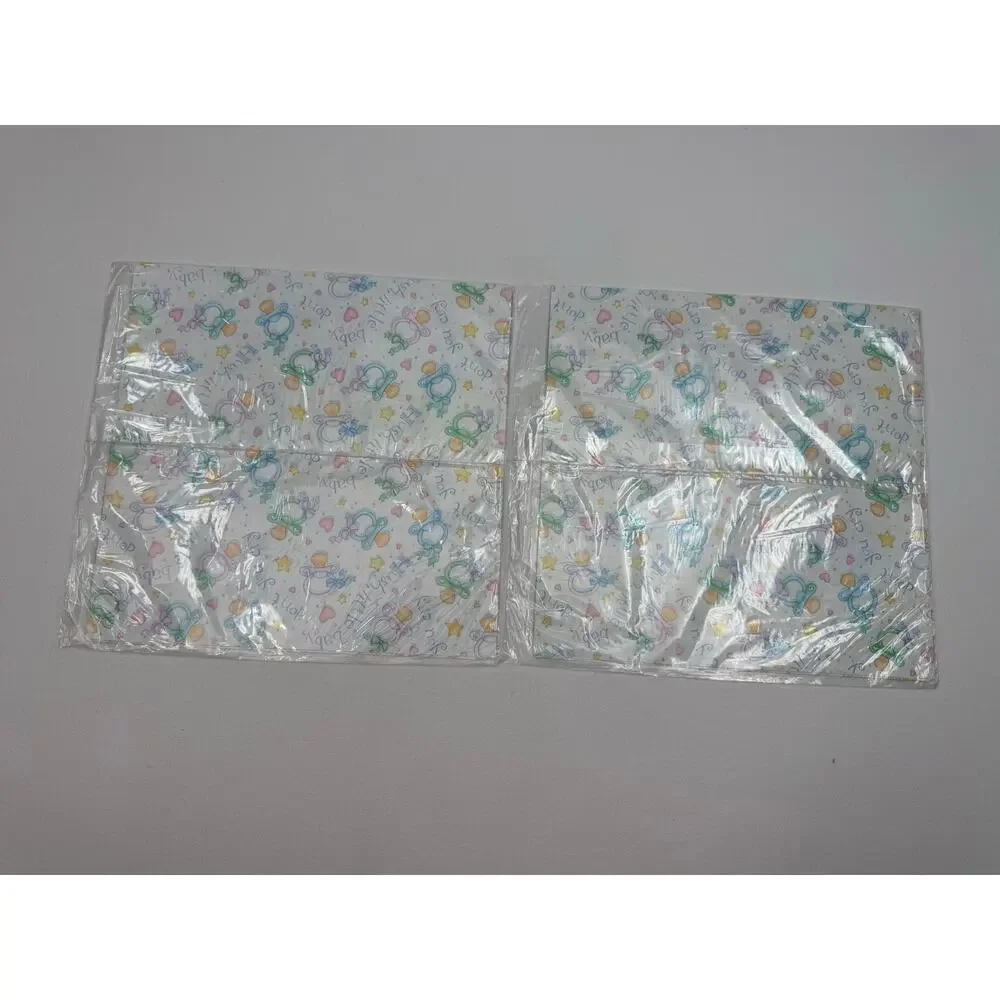 Two New Packages Vintage 90s Baby Shower Wrapping Paper - 4 Total Sheets